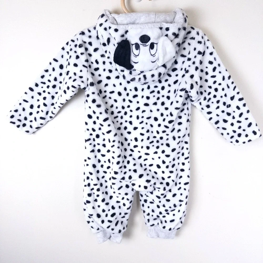 Disney Baby x‎ Primark 101 Dalmatians One Piece Zip Jumpsuit Black White 6-9m